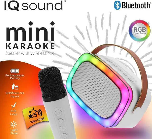 Alt view image 7 of 8 - Supersonic Mini Karaoke Bluetooth Speaker with Wireless Microphone IQ-908K White