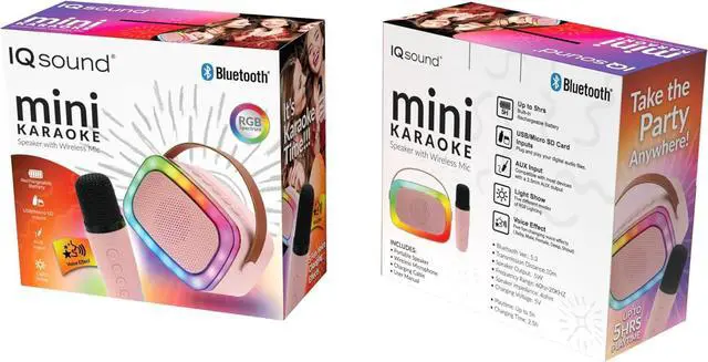 Alt view image 6 of 7 - Supersonic Mini Karaoke Bluetooth Speaker with Wireless Microphone IQ-908K Pink