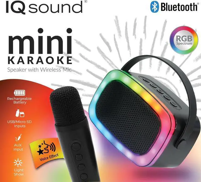 Alt view image 5 of 8 - Supersonic Mini Karaoke Bluetooth Speaker with Wireless Microphone IQ-908K Black