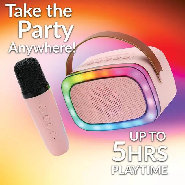 Alt view image 5 of 7 - Supersonic Mini Karaoke Bluetooth Speaker with Wireless Microphone IQ-908K Pink