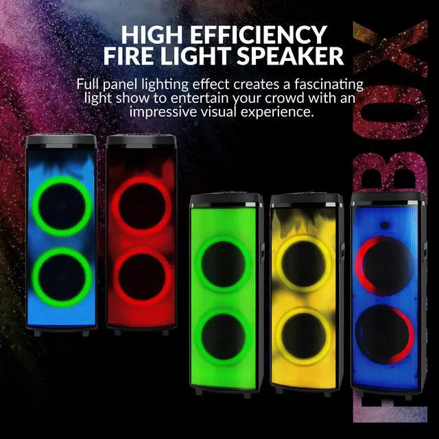 Alt view image 11 of 12 - Super Sonic IQ-7012DJBT Bluetooth 2 x 12” True Wireless Rechargeable Speaker 90 Watts with FIRE Light Show, FM, Mic