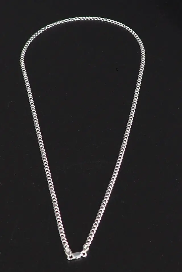 Alt view image 5 of 7 - Solid 925 Sterling Silver Italian 3.7mm Flat 24 Curb Chain Necklace for Men Women CURB100-24