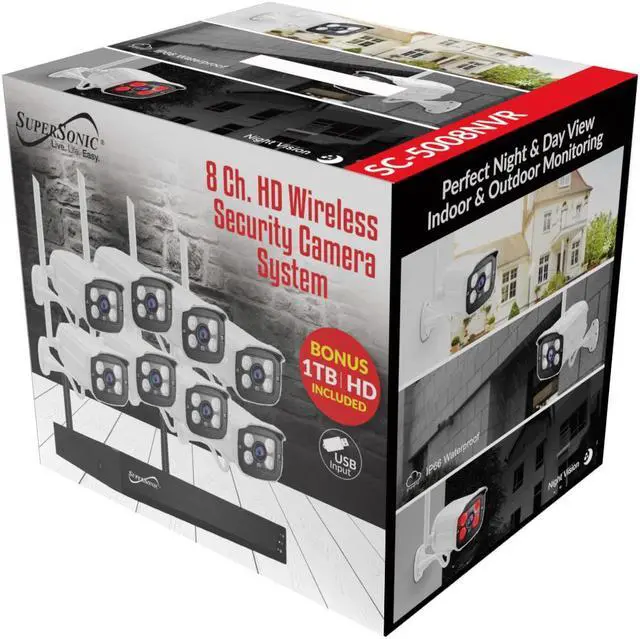 Alt view image 5 of 5 - Supersonic 8 Channel HD Wireless NVR Security Camera System, 8 Cameras Outdoor/Indoor SC-5008NVR