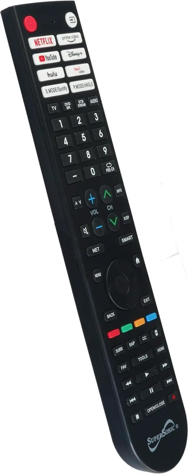 Alt view image 7 of 7 - Supersonic SC-326 Universal Remote Control for Smart TV with HotKeys for Streaming, Controls 4 Devices