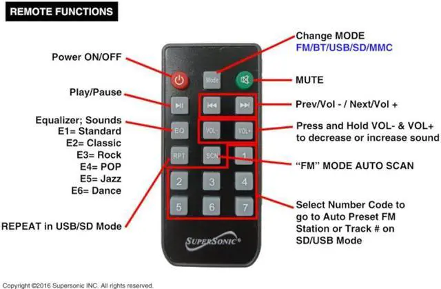 Alt view image 5 of 10 - Supersonic SC-1126BT Bluetooth Multimedia Speaker System  FM Radio, SD/USB, Remote Control | 25W RMS