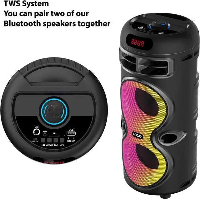 Alt view image 3 of 7 - Boytone Portable Bluetooth Speaker System- Karaoke Machine with Subwoofer, RGB DJ Lights, Wireless Stereo, TWS Pairing B