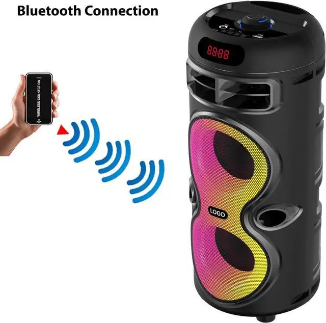 Alt view image 2 of 7 - Boytone Portable Bluetooth Speaker System- Karaoke Machine with Subwoofer, RGB DJ Lights, Wireless Stereo, TWS Pairing B
