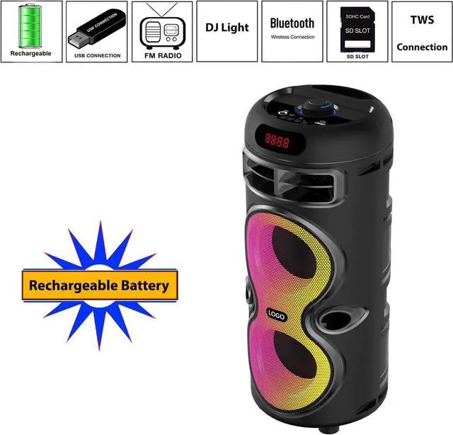 Alt view image 5 of 7 - Boytone Portable Bluetooth Speaker System- Karaoke Machine with Subwoofer, RGB DJ Lights, Wireless Stereo, TWS Pairing B