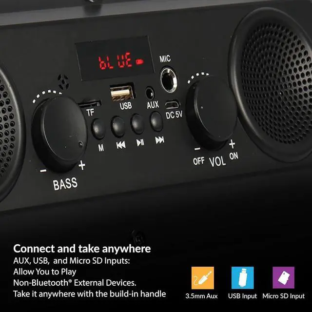 Alt view image 12 of 14 - Supersonic IQ-1525BT-BK Wireless Bluetooth Speaker (Black)