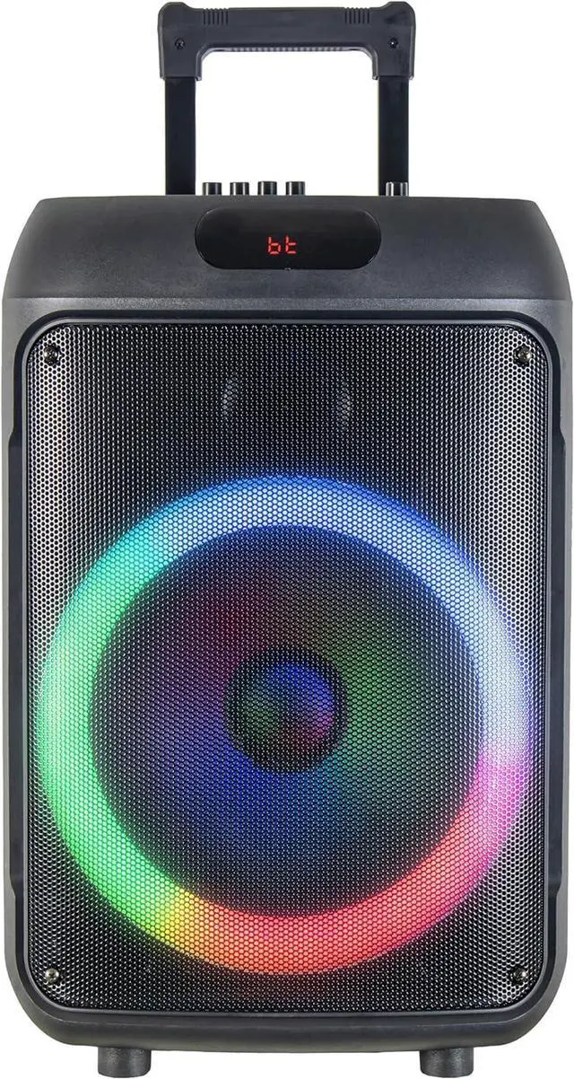 Alt view image 2 of 6 - IQ Sound IQ-6412DJBT 2 X 12-inch Portable Bluetooth Speaker, TWS, FM Radio, LED Lights, USB/Micro SD, Built-in Wheels, R