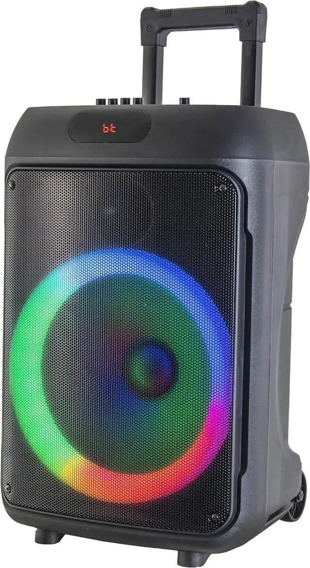 Alt view image 3 of 6 - IQ Sound IQ-6412DJBT 2 X 12-inch Portable Bluetooth Speaker, TWS, FM Radio, LED Lights, USB/Micro SD, Built-in Wheels, R