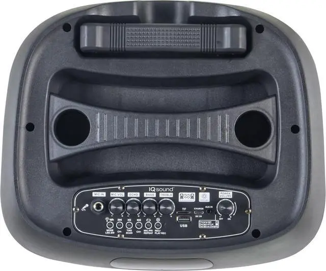 Alt view image 4 of 6 - IQ Sound IQ-6412DJBT 2 X 12-inch Portable Bluetooth Speaker, TWS, FM Radio, LED Lights, USB/Micro SD, Built-in Wheels, R