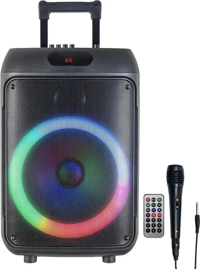 Main image of IQ Sound IQ-6412DJBT 2 X 12-inch Portable Bluetooth Speaker, TWS, FM Radio, LED Lights, USB/Micro SD, Built-in Wheels, R