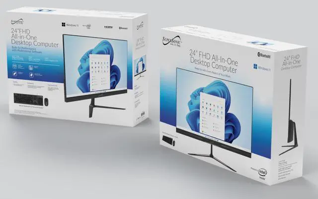 Alt view image 7 of 9 - Supersonic SC-5524AIO 24" Windows All-in-1 Desktop Computer, Intel Quad-Core N100, 256GB SSD, 8GB RAM, UHD Graphics 600