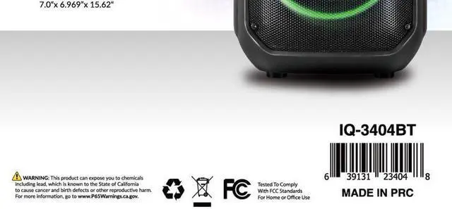 Alt view image 7 of 7 - IQ Sound IQ-3404BT 2x4-inch High Efficiency Speaker System, Bluetooth Enabled with TWS, Colorful LED Lights, USB/Micro S