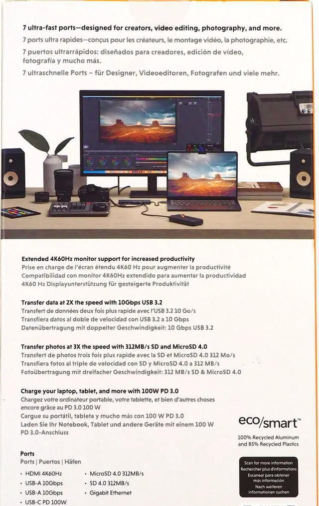 Alt view image 4 of 5 - DOCK - 4K60HZ HDMI 2 X USB-A 10GBPS MICROSD 312MB/S SD 312MB/S GIGABIT ETHERNET
