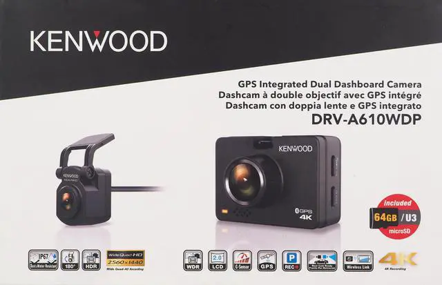 Alt view image 8 of 18 - Kenwood DRV-A610WDP GPS Integrated Dashboard Camera with Rear View Camera
