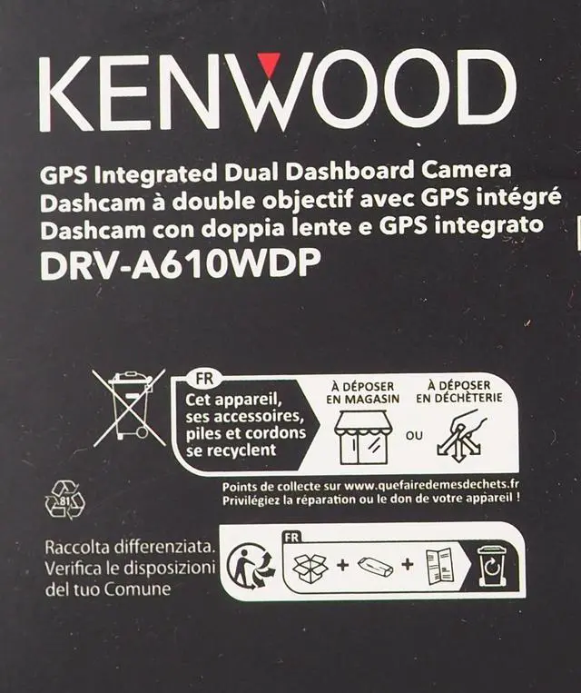 Alt view image 12 of 18 - Kenwood DRV-A610WDP GPS Integrated Dashboard Camera with Rear View Camera