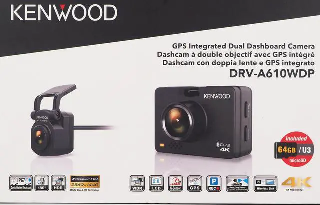 Alt view image 10 of 18 - Kenwood DRV-A610WDP GPS Integrated Dashboard Camera with Rear View Camera