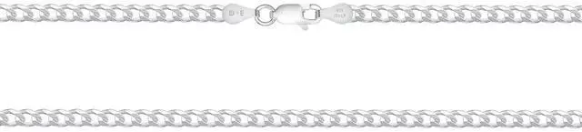 Alt view image 4 of 6 - Solid 925 Sterling Silver Italian 3.7mm Flat 22 Curb Chain Necklace for Men Women CURB100-22