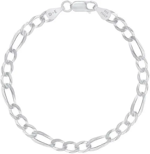 Alt view image 4 of 6 - Solid 925 Sterling Silver Italian 5.5mm Flat 20 Figaro Link Chain Necklace for Women Men Made in Italy FIG150-20