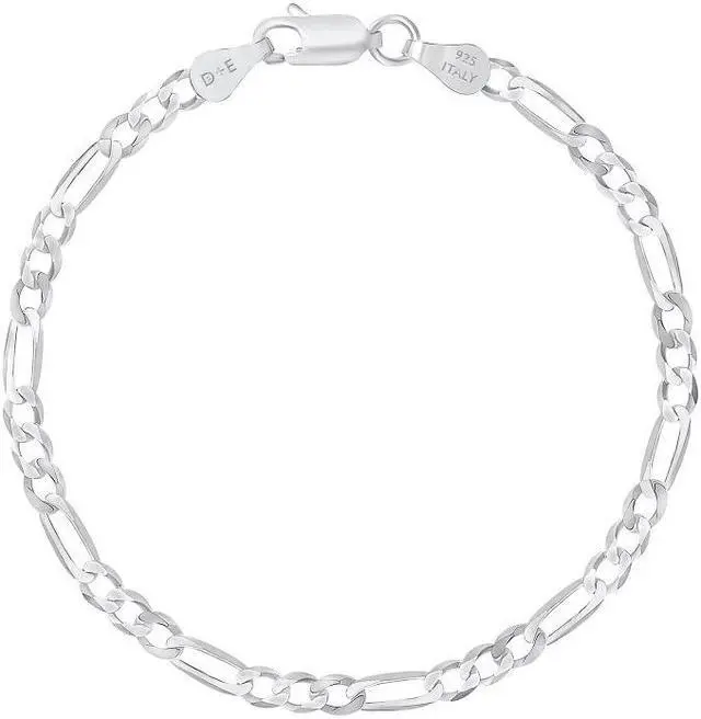 Alt view image 4 of 5 - Solid 925 Sterling Silver Italian 3.9mm Flat 20 Figaro Link Chain Necklace for Women Men Made in Italy FIG100-20