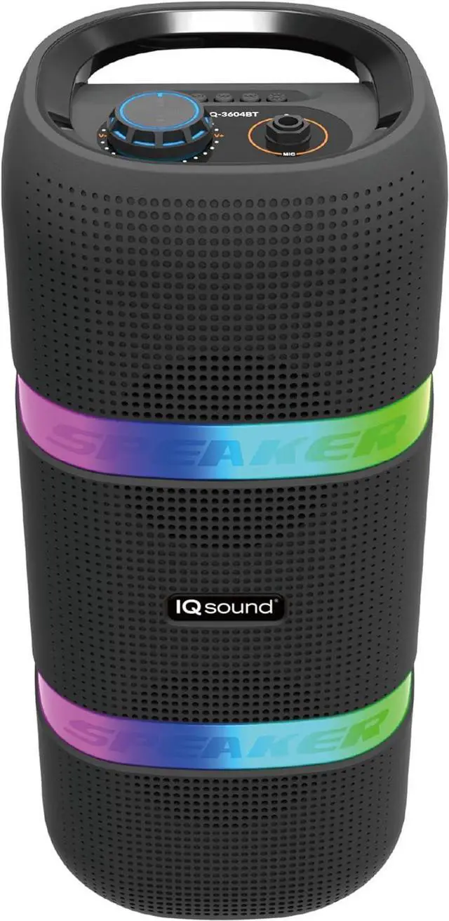 Main image of IQ Sound IQ-3604BT 2 x 4-inch Portable Bluetooth Speaker, with TWS for Double Audio, LED Light Show, USB/Micro SD/AUX, B