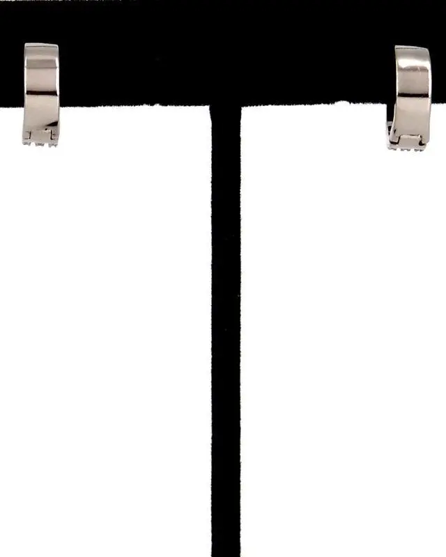 Alt view image 6 of 7 - 925 Sterling Silver 3 Strands Hoop Earrings with 3 row Cubic Zirconia ( CZ) Rhodium Plated ES1733W1
