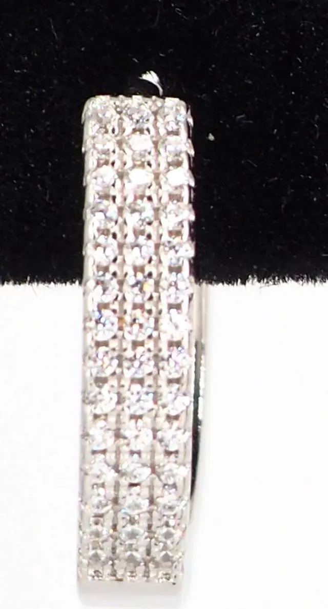 Alt view image 2 of 7 - 925 Sterling Silver 3 Row Oval Hoop Earrings with Cubic Zirconia (CZ) Rhodium Plated S0573C1