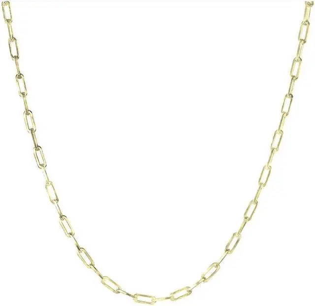 Alt view image 3 of 7 - 14K Gold-Plated 0.925 Sterling Silver Paper Clip Chain Bracelet (7") & Necklace (22") Set, Made in Italy, Elegant Gift