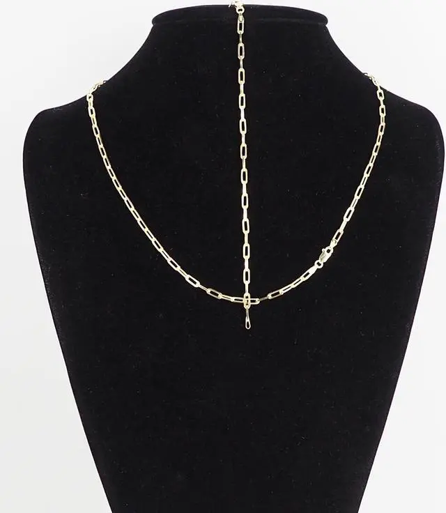 Alt view image 2 of 7 - 14K Gold-Plated 0.925 Sterling Silver Paper Clip Chain Bracelet (7") & Necklace (22") Set, Made in Italy, Elegant Gift