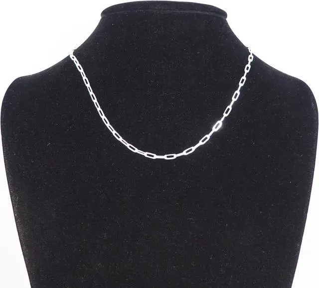 Alt view image 6 of 7 - Solid 925 Sterling Silver Paper Clip Chain Bracelet (7") & Necklace (18") Set Made in Italy