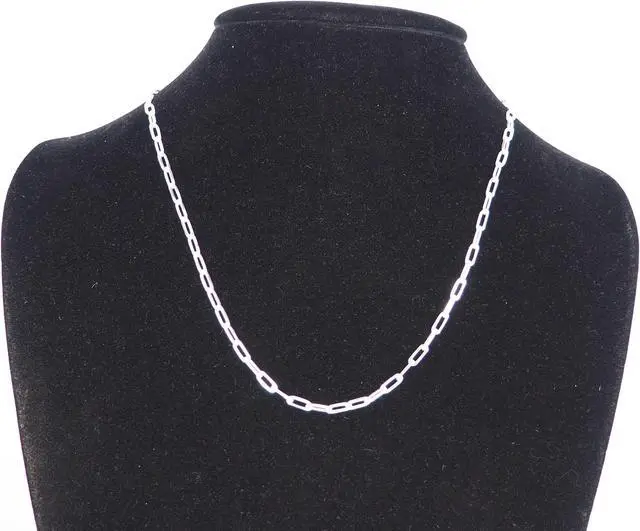 Alt view image 6 of 7 - Solid 925 Sterling Silver Paper Clip Chain Bracelet (7") & Necklace (20") Set Made in Italy