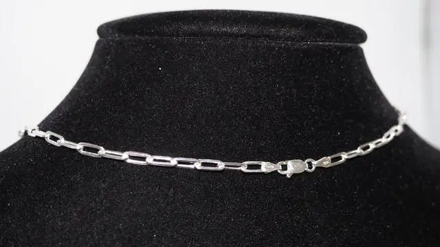 Alt view image 5 of 7 - Solid 925 Sterling Silver Paper Clip Chain Bracelet (7") & Necklace (20") Set Made in Italy