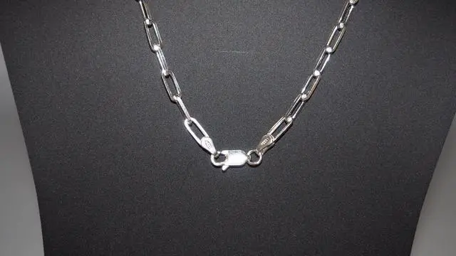 Alt view image 7 of 7 - Solid 925 Sterling Silver Paper Clip Chain Bracelet (7") & Necklace (24") Set Made in Italy