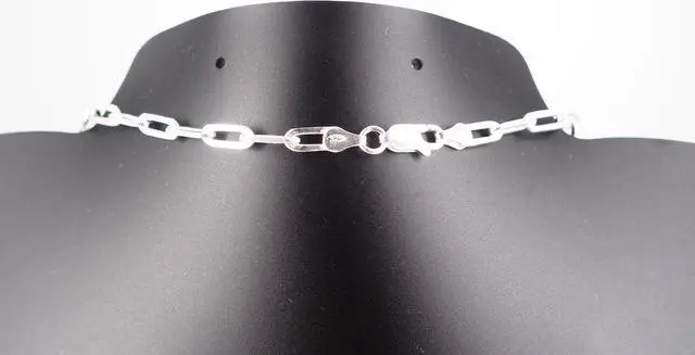 Alt view image 5 of 7 - Solid 925 Sterling Silver Paper Clip Chain Bracelet (7") & Necklace (22") Set Made in Italy