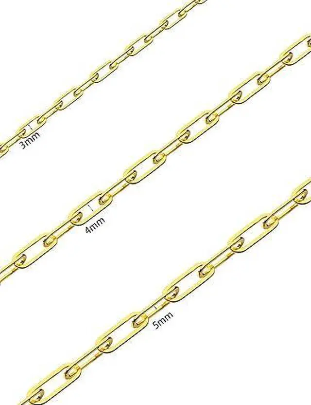 Alt view image 6 of 7 - 14K Gold-Plated 0.925 Sterling Silver Paper Clip Chain Bracelet (7") & Necklace (22") Set, Made in Italy, Elegant Gift