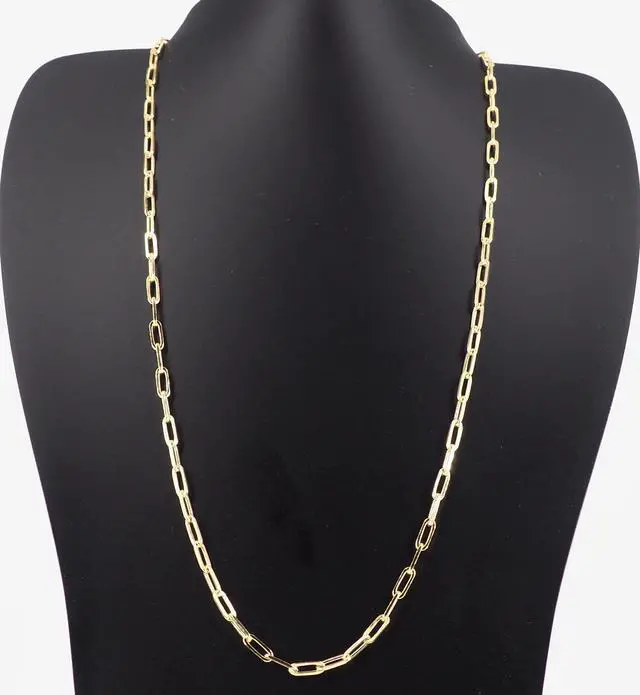 Alt view image 6 of 7 - 14K Gold-Plated 0.925 Sterling Silver Paper Clip Chain Bracelet (7") & Necklace (20") Set, Made in Italy, Elegant Gift