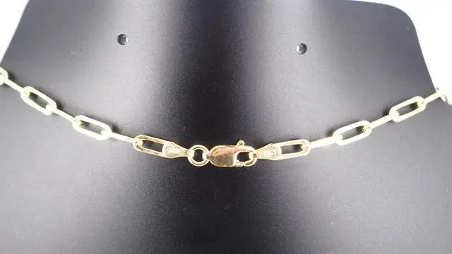 Alt view image 4 of 7 - 14K Gold-Plated 0.925 Sterling Silver Paper Clip Chain Bracelet (7") & Necklace (20") Set, Made in Italy, Elegant Gift