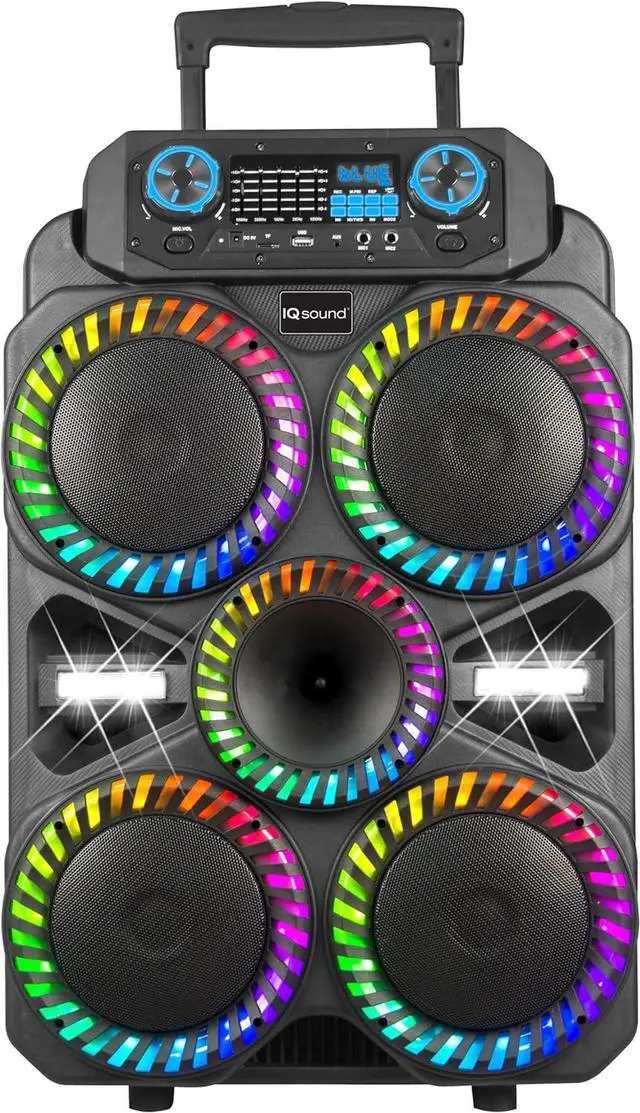 Main image of IQ Sound IQ-8408DJBT Vortex Pro 4X8 Portable Bluetooth Speaker w/TWS, LED Lights, 40W RMS, USB/SD/FM/AUX, Mic & Remote,