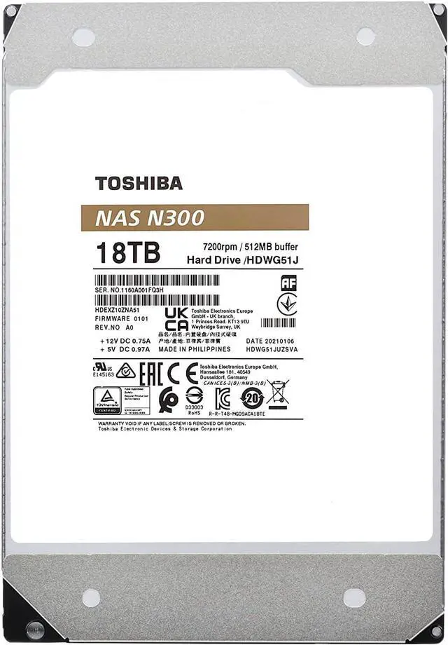 Alt view image 3 of 12 - Toshiba N300 18TB NAS Internal Hard Drive  HDWG51JXZSTA