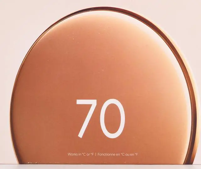 Alt view image 9 of 12 - Google Nest Learning Thermostat GA05171-US (4th Gen) with Temperature Sensor (2nd Gen) - Polished Gold