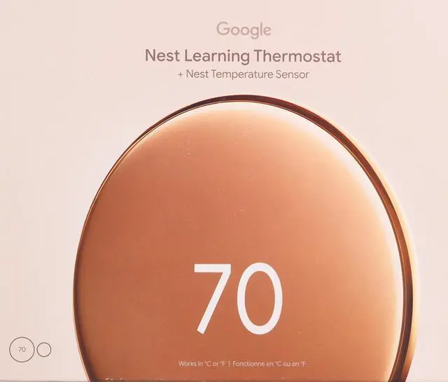 Alt view image 12 of 12 - Google Nest Learning Thermostat GA05171-US (4th Gen) with Temperature Sensor (2nd Gen) - Polished Gold