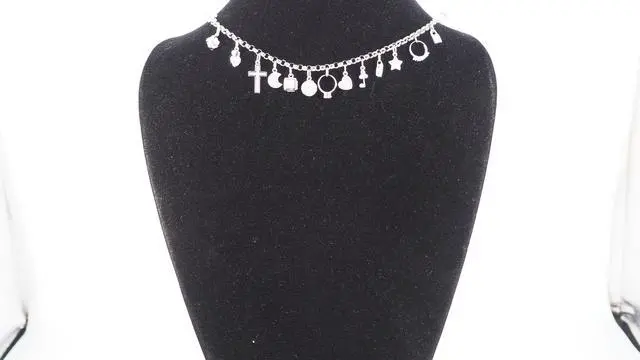 Alt view image 6 of 7 - Solid 925 Sterling Silver Cubic Zirconia CZ Charm Bracelet Dangling Star, Heart, Key & Lock Rhodium Plated