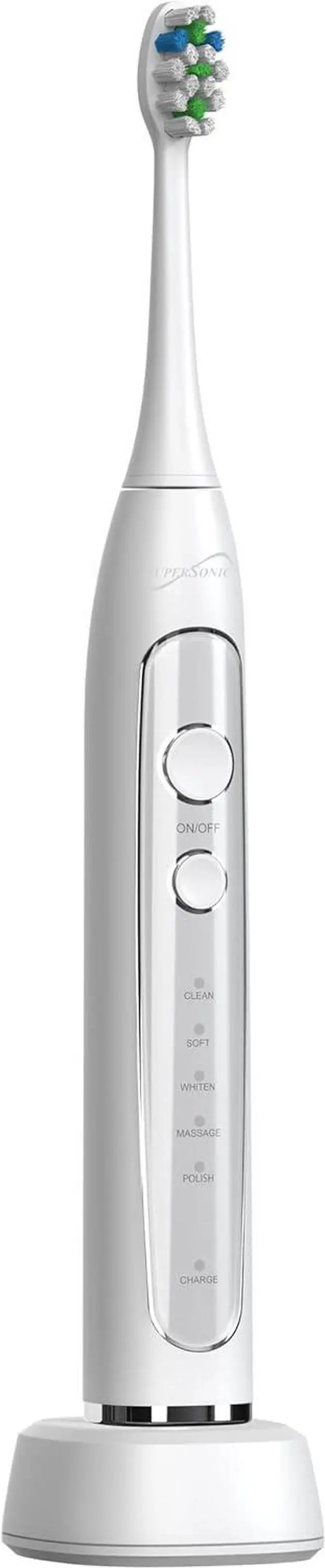 Alt view image 10 of 14 - Supersonic Sonic Zoom Whitening Electric Toothbrush 40,000 VPM 5 Modes 8 Heads TB-5100 White