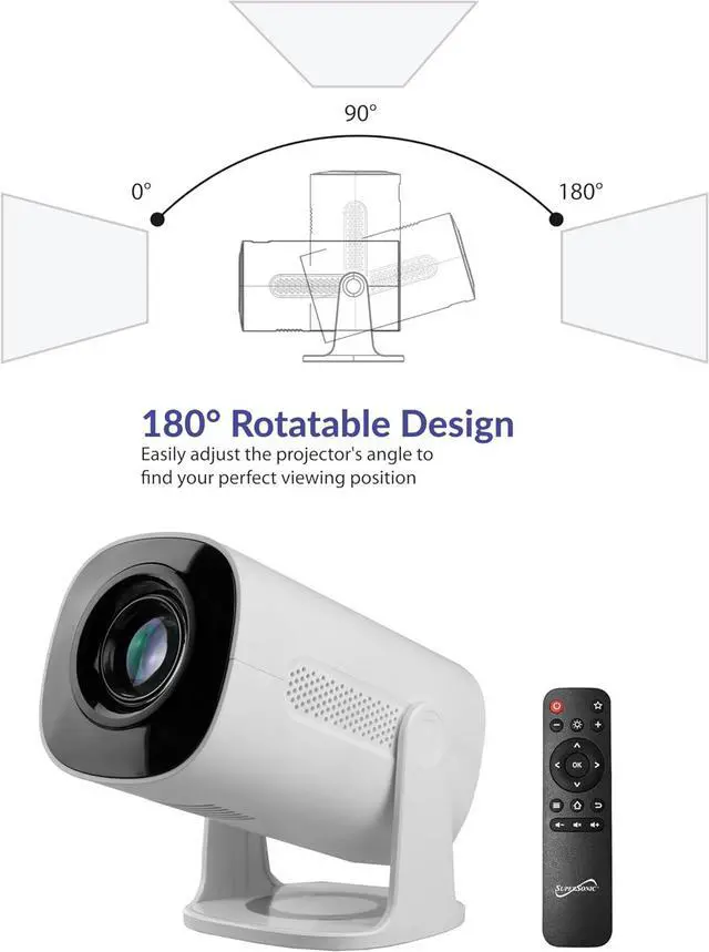 Alt view image 11 of 13 - Supersonic SC-92P Smart Wi-Fi HD Projector  720p Native, 1080p Support, 1760 Lumens, Galaxy Light Effects, Bluetooth, Built-in Apps, HDMI/USB, Mirror Cast | Rotatable