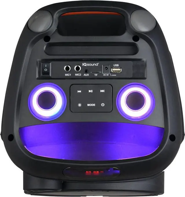 Alt view image 10 of 12 - Supersonic IQ Sound Cyber Flex 8" Portable Bluetooth Speaker w/ TWS LED Light, Wireless Mic USB/SD/FM/AUX  IQ-5908DJBT