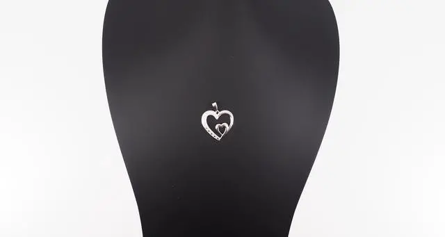 Alt view image 2 of 6 - 0.925 Sterling Silver Rhodium Plated Heart Pendant Necklace Double Heart Design, Hypoallergenic & Tarnish-Resistant, Gif