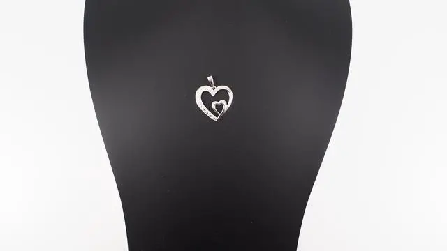 Alt view image 4 of 6 - 0.925 Sterling Silver Rhodium Plated Heart Pendant Necklace Double Heart Design, Hypoallergenic & Tarnish-Resistant, Gif