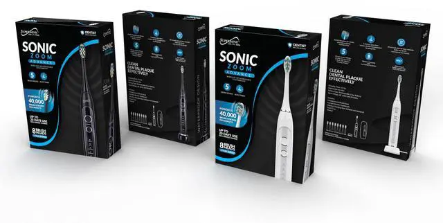 Alt view image 14 of 14 - Supersonic Sonic Zoom Whitening Electric Toothbrush 40,000 VPM 5 Modes 8 Heads TB-5100 Black